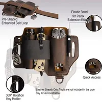 Tool Pocket PU Multifunctional Storage Wear Resistant Durable Retro Outdoor Sports Pocket Tool Leather Case Flashlight Cover 2