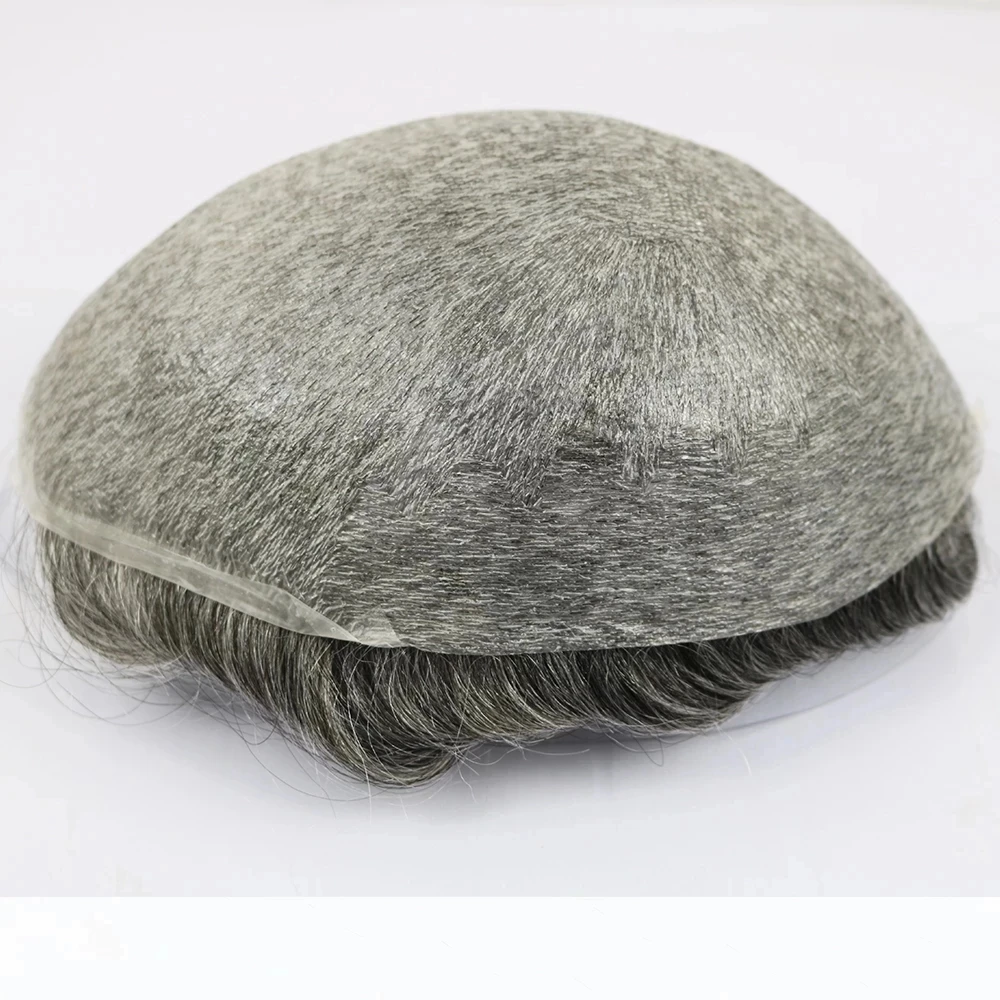 Human Hair Toupee 80-90% Density Natural Hairline 0.02mm Super Thin Skin Base Men's Toupee