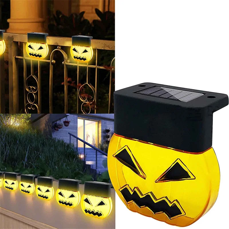 Solar Deck Lights Halloween Decoration Outdoor，Solar Powered Waterproof Outside Lights for Fence Patio Deck  Door