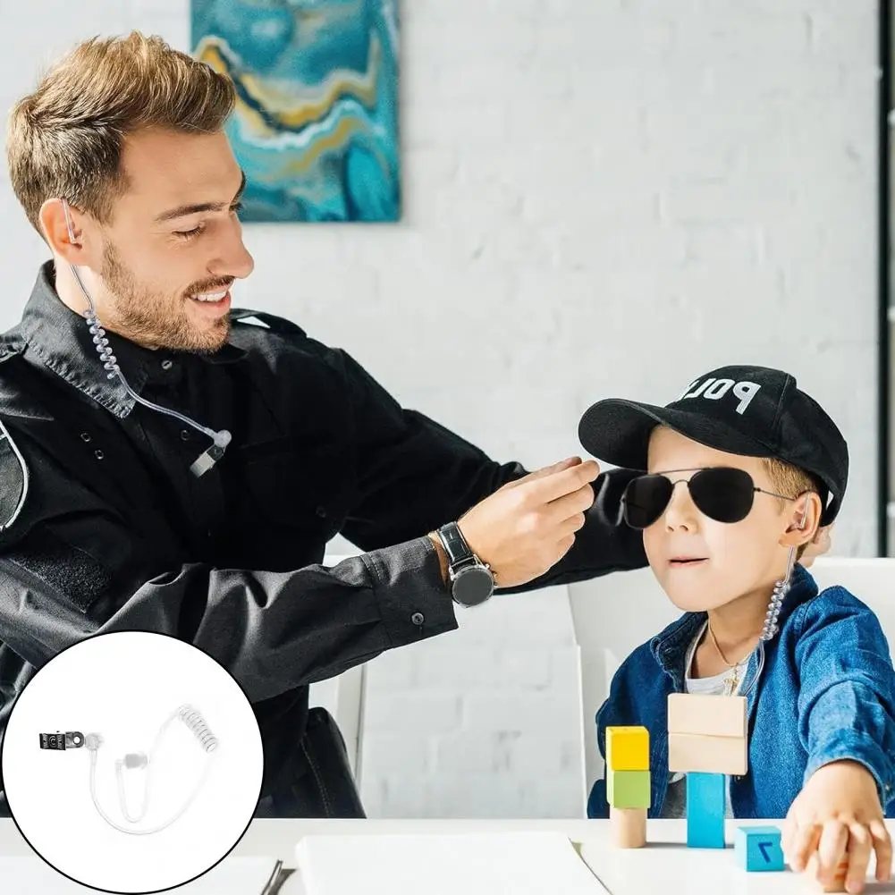 Kids Agent Earpiece Agent Earpiece Stretch Coil Metal Clip Secret Service Cosplay Costume Prop Adults Kids Security Guard Earbud 2