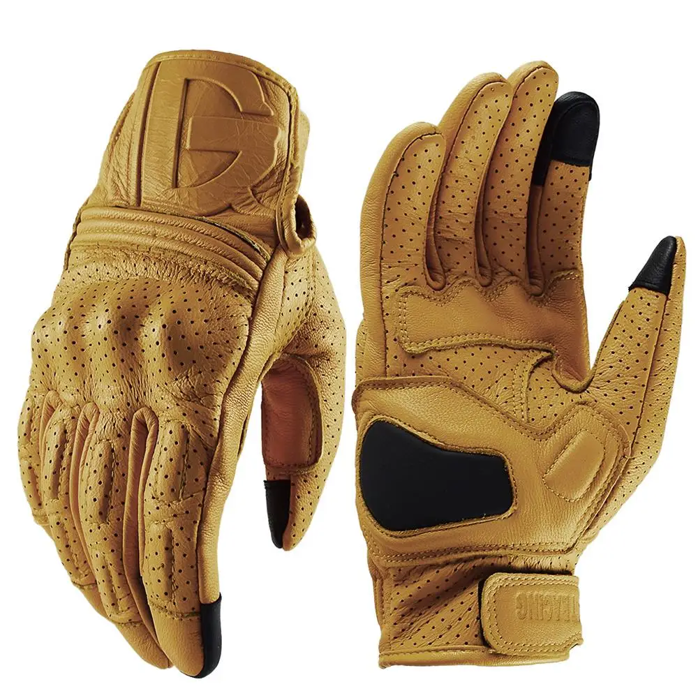 Premium Leather Touchscreen Motorcycle Gloves - Unisex Motocross Riding Gear