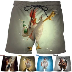 Cool Rooster Prints 3D Swimming Shorts Men Summer Fashion Hip Hop Swim Trunks Casual Comfort Beach Short Pants Ice Shorts