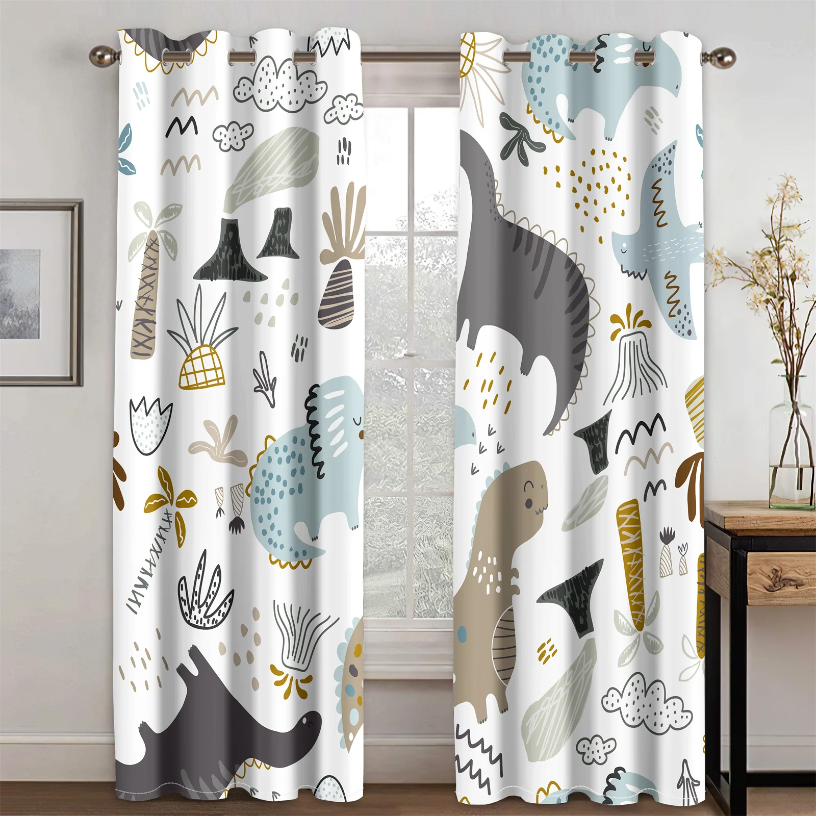 Curtain Dinosaur Window Children Curtain Dinosaur Dinosaurs Bedroom