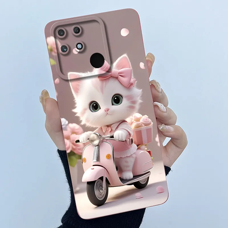 Lovely Cartoon Bumper Cover - Matte Liquid Soft Silicone Camera Protective Phone Case