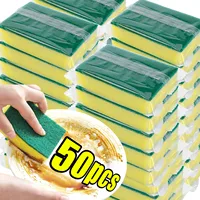 100/1Pcs Kitchen Dishwashing Sponge Soft Absorbent Clean Rub Pot Rust Scouring Pad Removing Kits Household Cleaning Brush Sponge 1