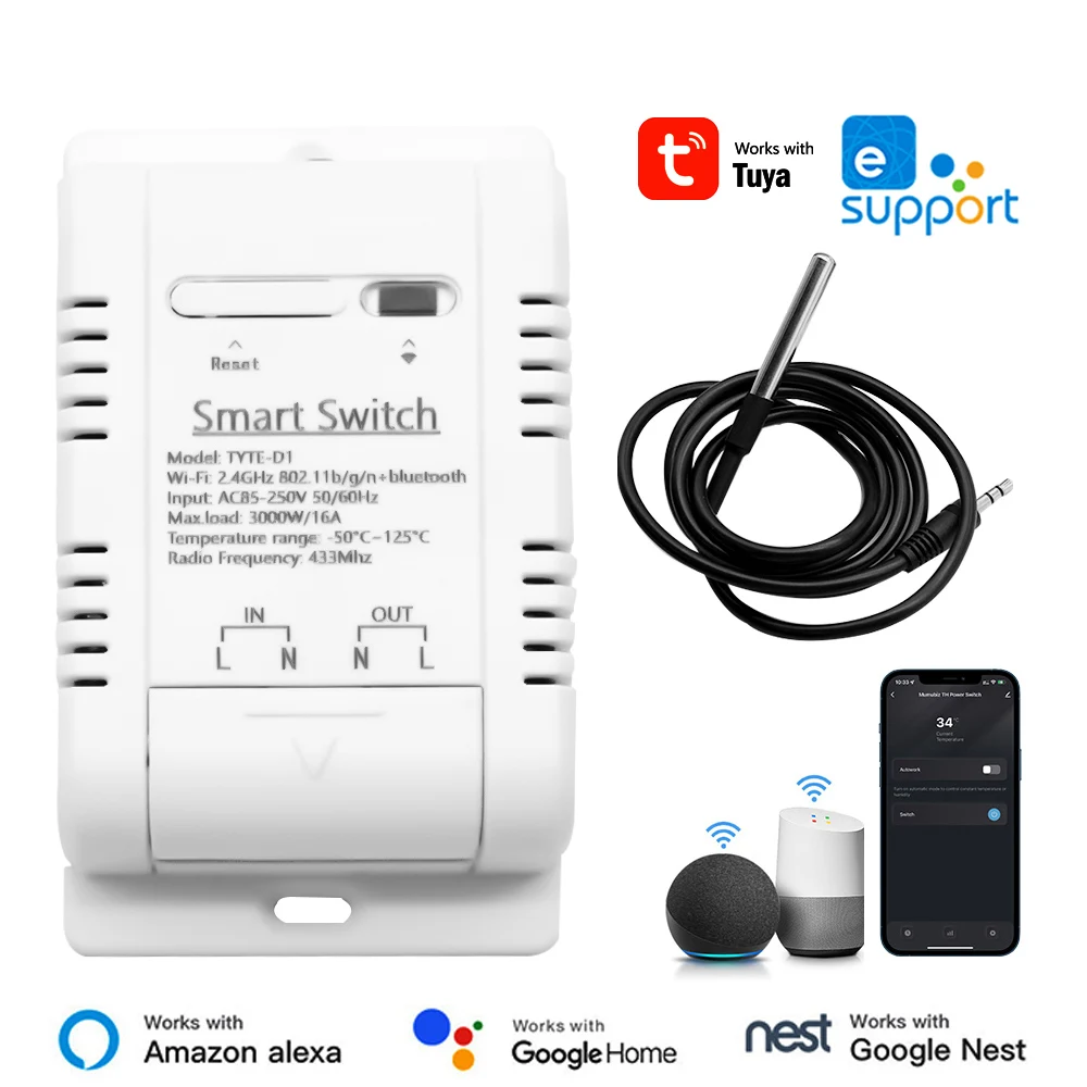 Smart Wifi Temperature Switch with Alexa Compatibility