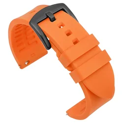 Premium Waterproof Silicone Sports Watch Band Strap - Multiple Sizes - 24mm (Orange-black buckle)