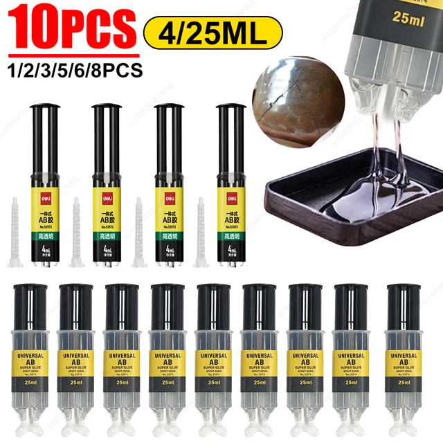 กาวอีพอกซีเรซิน1-10ชิ้น AB สำหรับเชื่อมโลหะสแตนเลสเครื่องมือซ่อมกระจกทนอุณหภูมิสูงกาวเหลว 1