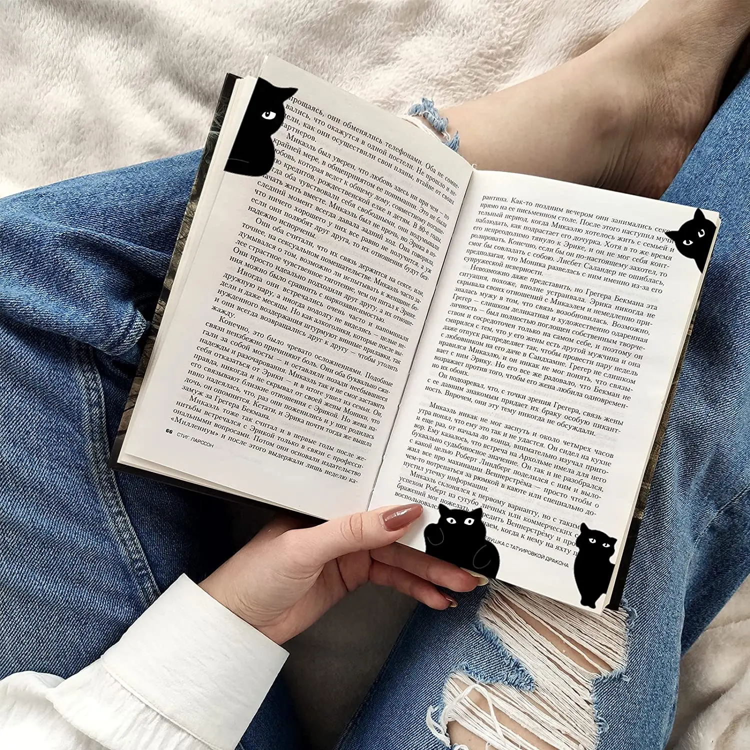 6pcs Black Cat Bookmark for Books Cute Cartoon Magnetic Page Clips Book Marker Unique Reading Gift