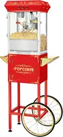 Popcorn Machine - 3-Gallon Antique Popper with Cart, 8oz Kettle, Old Maids Drawer, Warming Tray, and Scoop by Great 1