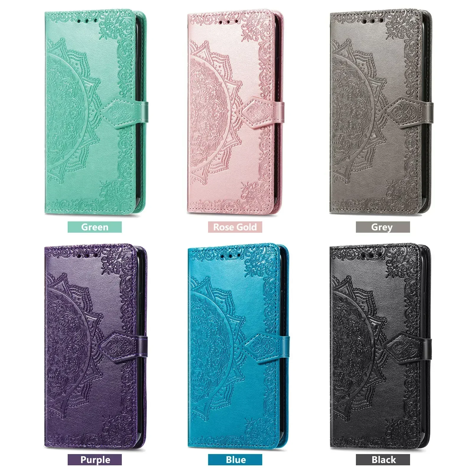 Mandala Leather Flip Wallet Case