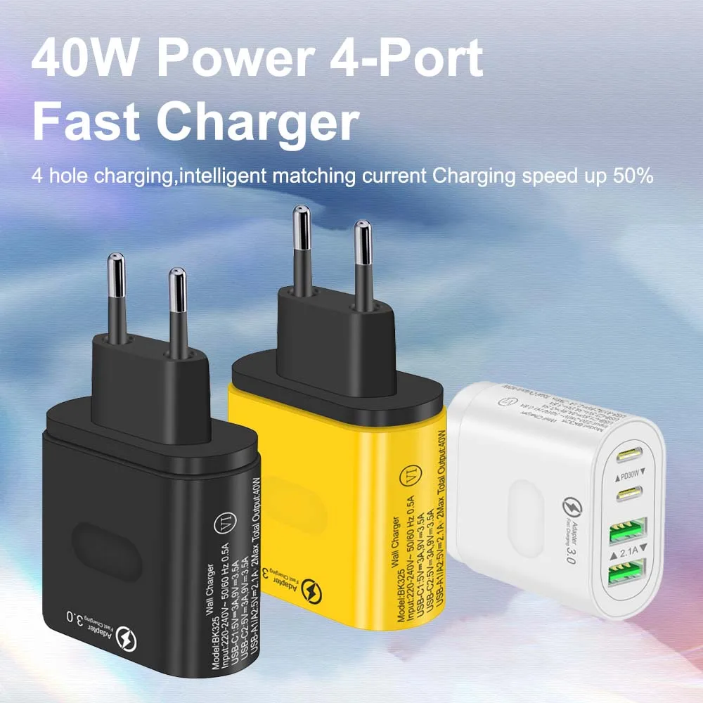 USB Charger PD 30W Fast Charging EU/US Plug Mobile Phone Adapter For iPhone Samsung Xiaomi Quick Charge Wall Charger