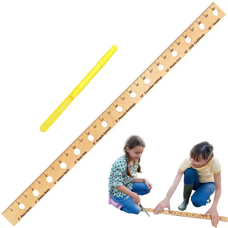 Plant Spacing Ruler Folding Wooden Interval Ruler With Holes Gardener Supplies For Outdoor Garden Raised Bed Sowing Template