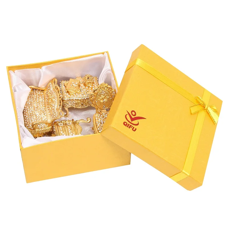 Qifu Create A Set of Gold Mini- Furniture with Full Rhinestones for Home Decor