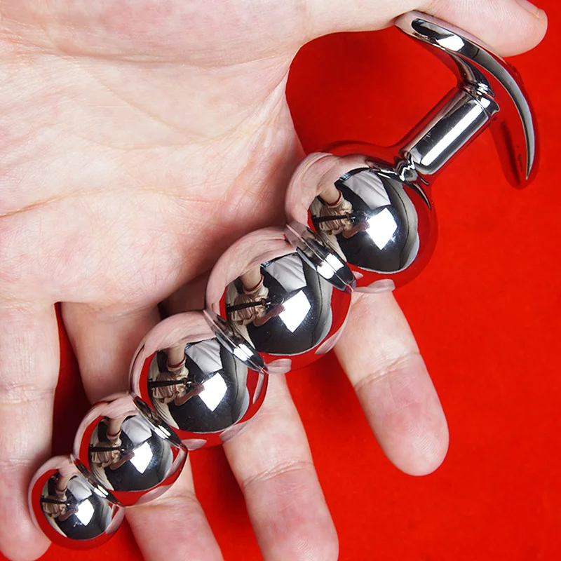Metal Anal Plug,Anus Ass Butt Plug,5 Bead Anal Dilator,Jewel Base Analplug Buttplug,Sex Toys for Women Men,Prostate Massage