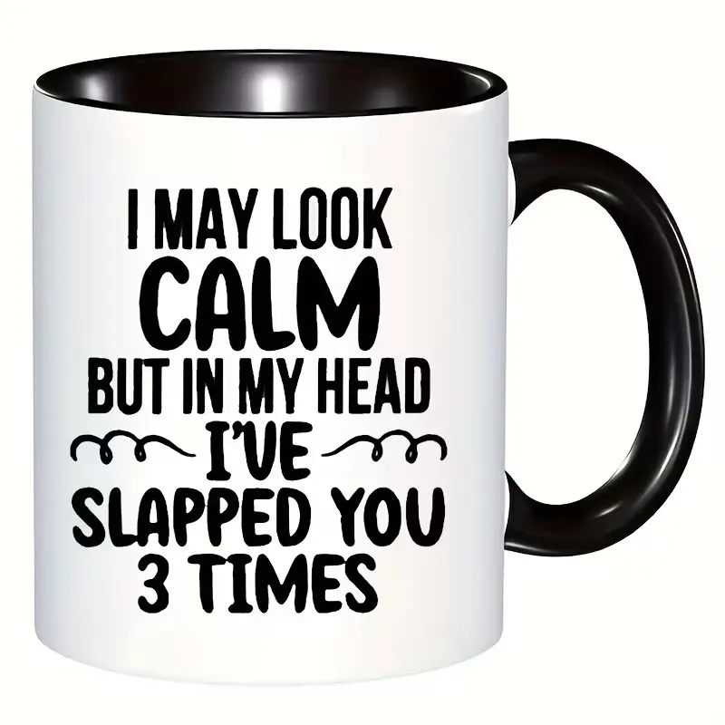 Funny 'I Might Look Calm' White Ceramic Coffee Mug, 11 oz - Perfect Novelty Gift