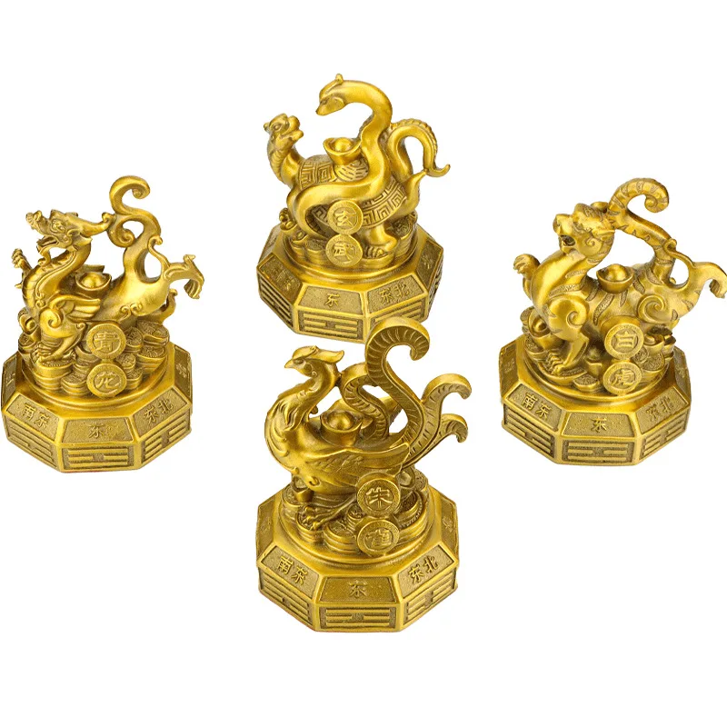 Copper Dragon, White Tiger, Vermilion Sparrow, Xuanwu, Sculpture Decorative, Home Living Room Office Art Decorations Crafts, 1Pc