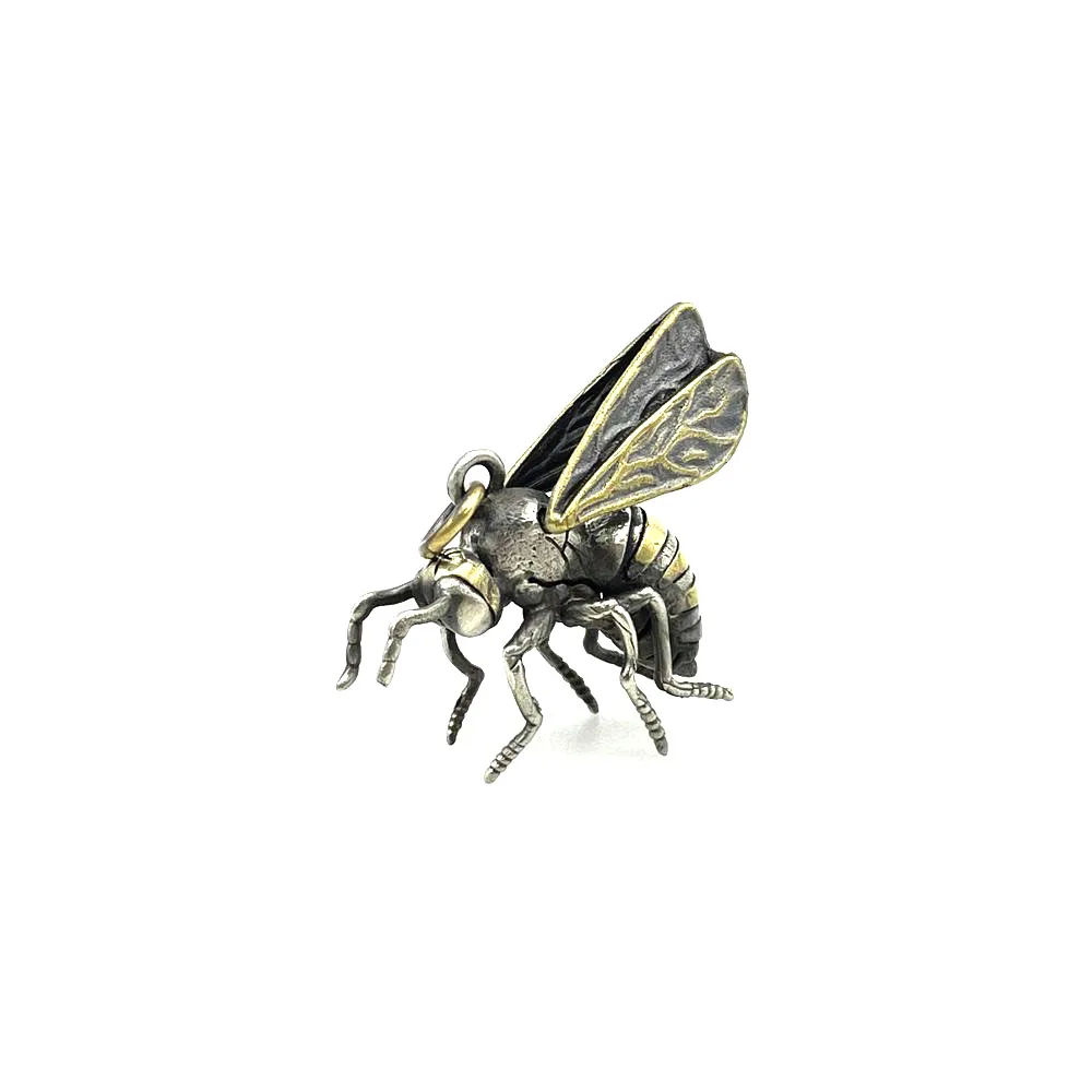 Movable Wings Bee DIY Knife Beads Tools EDC Jewelry White Brass Pendant Keychain Accessories Umbrella Rope Woven Pearl