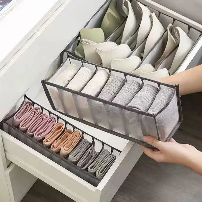 11/7/6 Girds Lingerie Drawer Style Storage Box Home Mesh Sock Organizer Box Wardrobe Dormitory Storage Bag