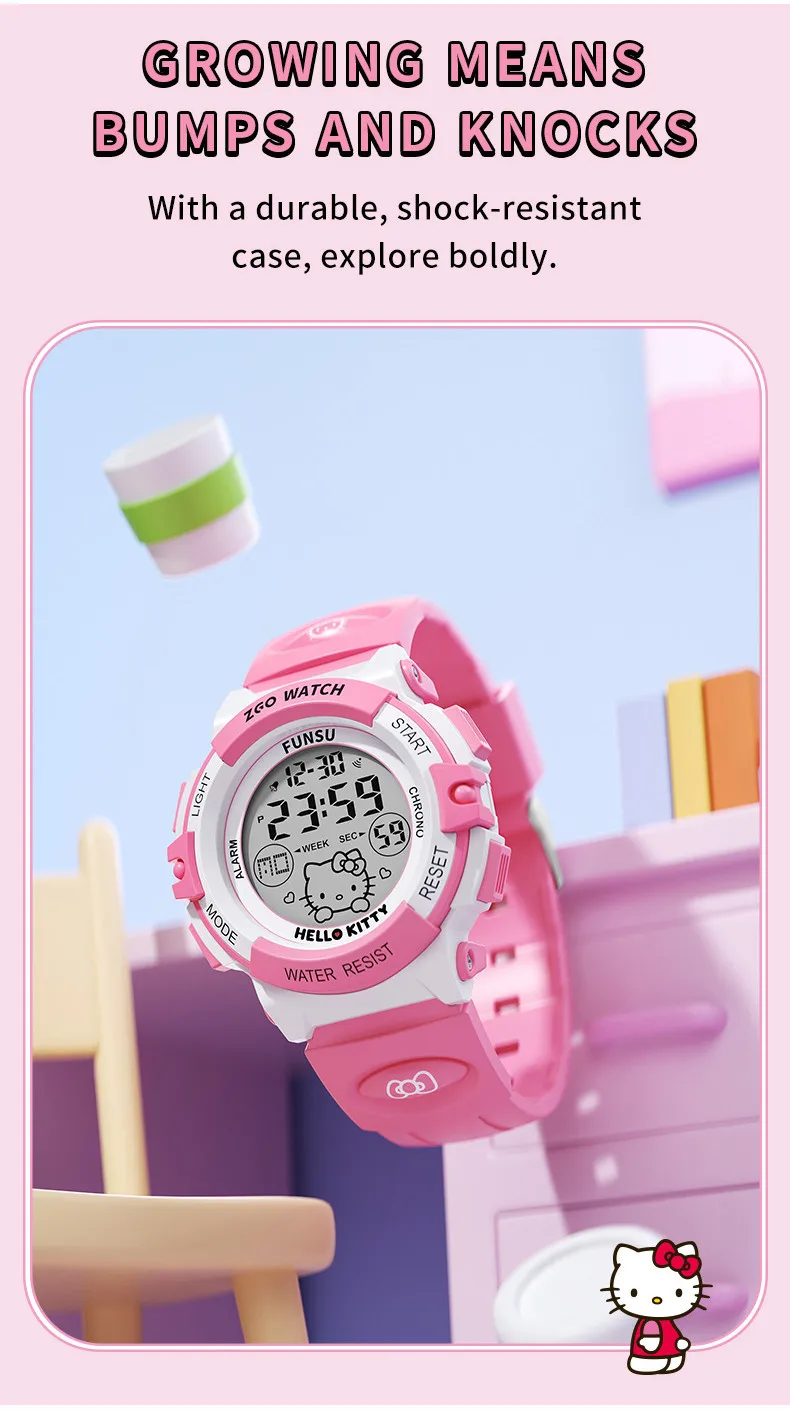 Montre Digitale Rose Hello Kitty Waterproof