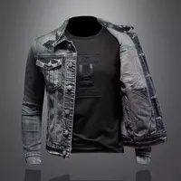 Veste en jean vintage pour hommes, vêtements de motard, revers boutonné, beau, tendance de la rue, rue adt 5