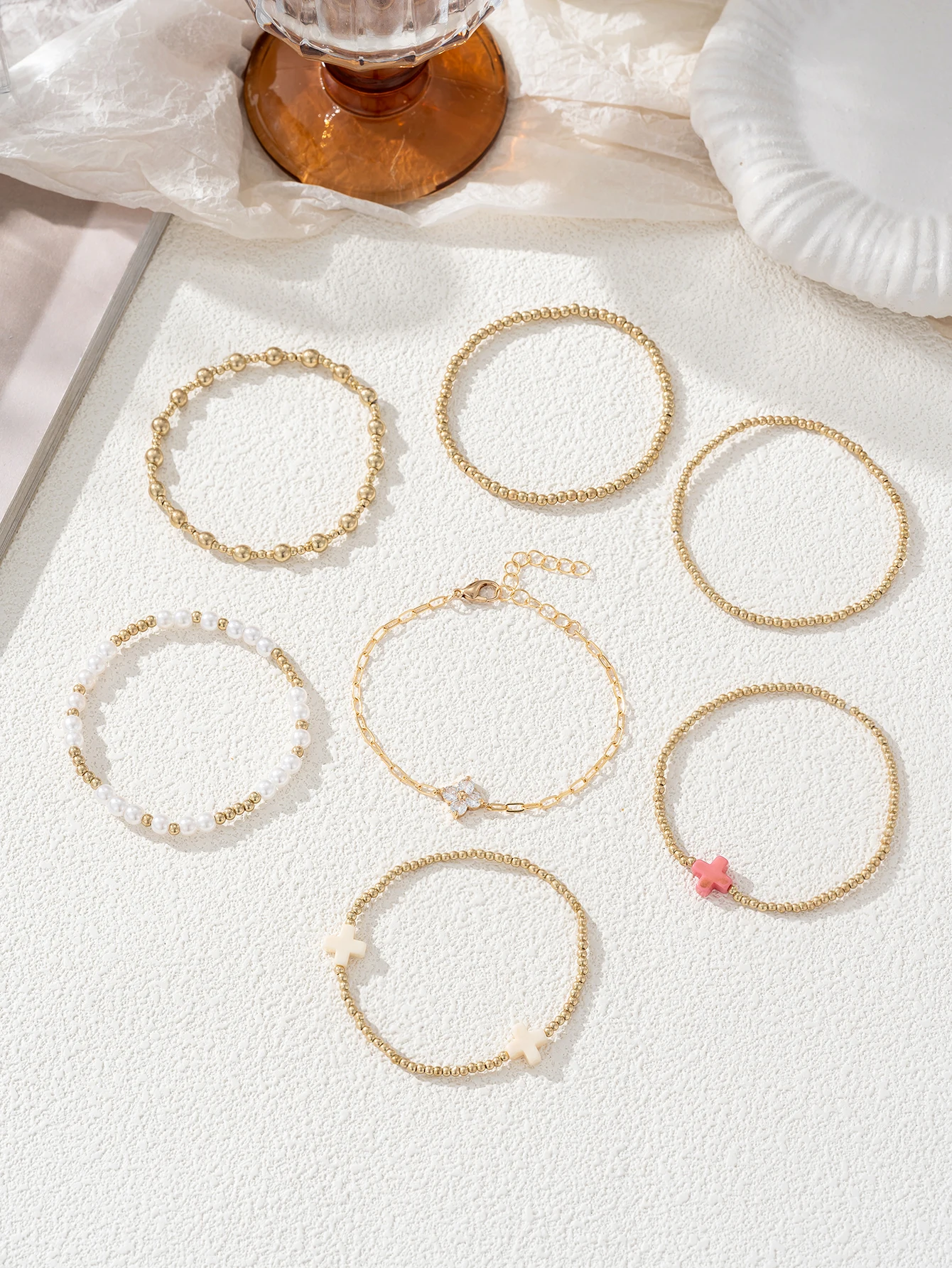 Handmade 7pcs Cross Bracelet Set Music Festival Jewelry
