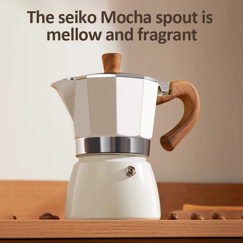 150/300ml Moka Pot Wooden Handle Italian Espresso Maker Food Grade