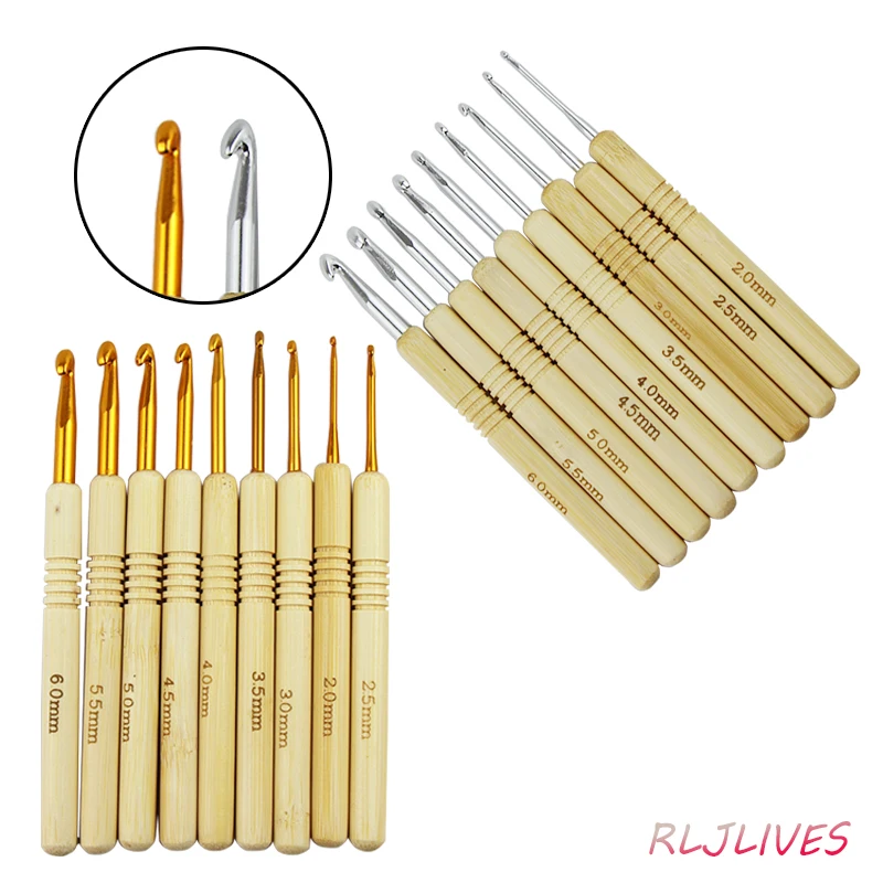 Bamboo Handle Knitting Needles Weave Craft Yarn Crochet Needles Wooden