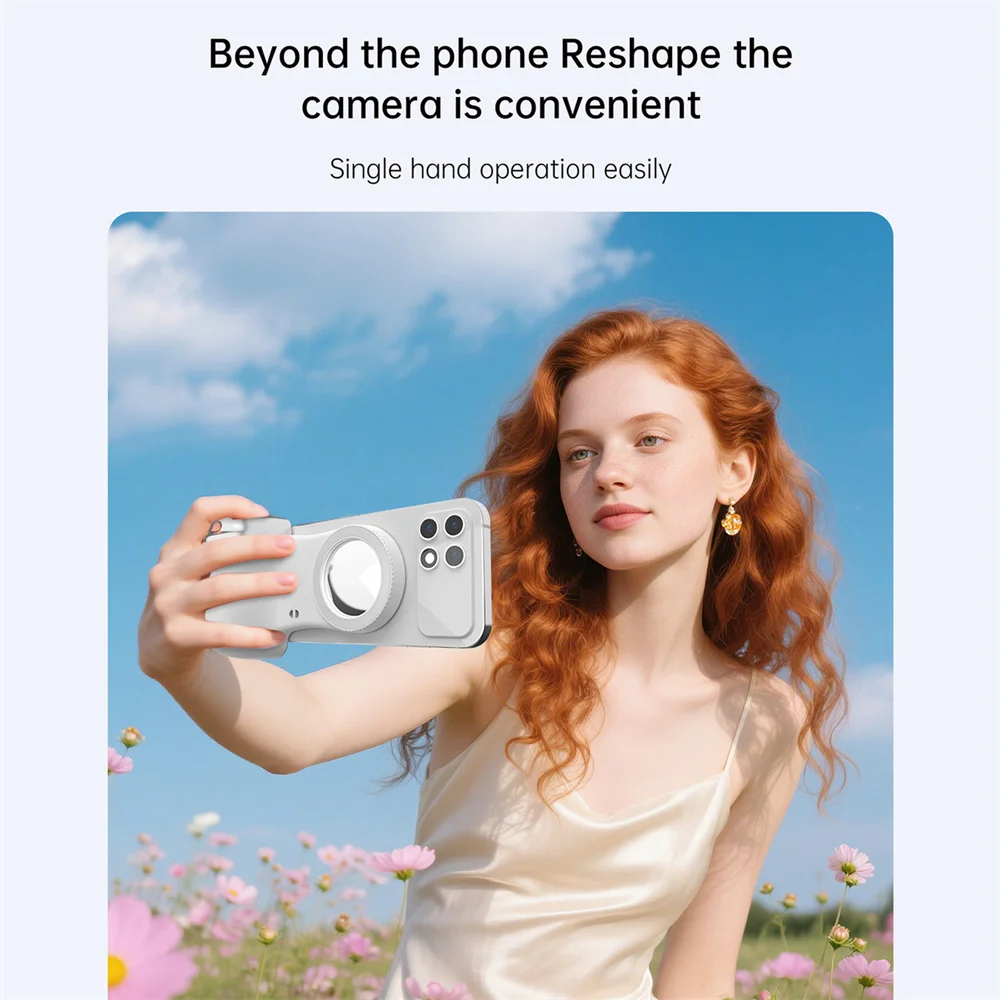 360 Rotation Magnetic Camera Grip With Fill Light For MagSafe IPhone Shutter Bluetooth Remote Control Selfie Handle_voghion.com