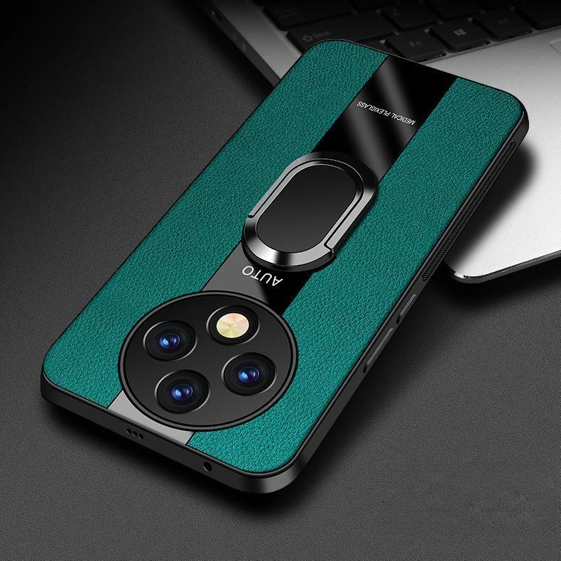 Luxury Leather Ring Magnetic Shockproof Bumper Case - Racing Style Cover