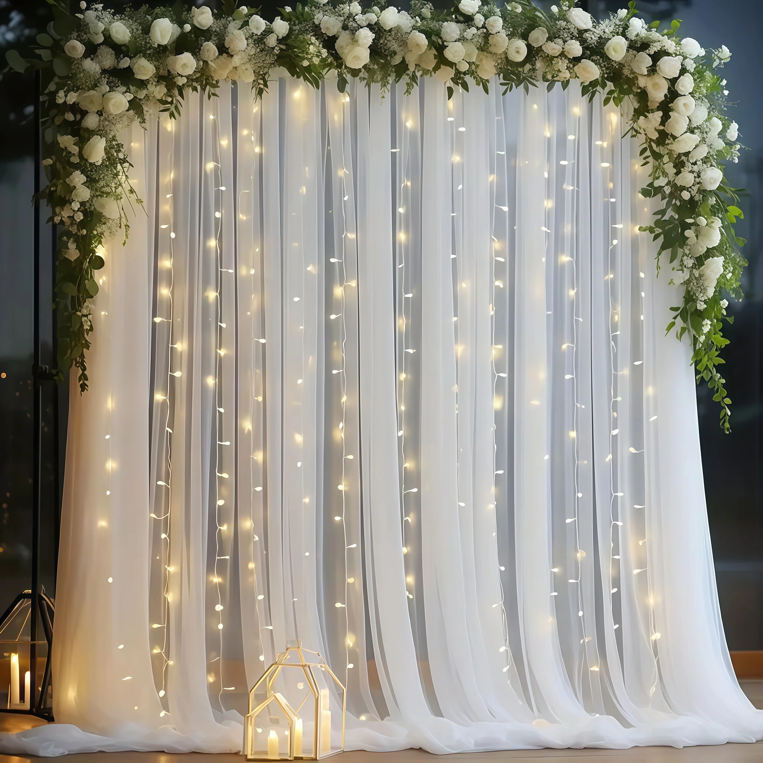 Tulle Backdrop Curtain with Lights 1
