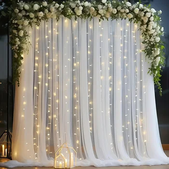 Tulle Backdrop Curtain with Lights 1