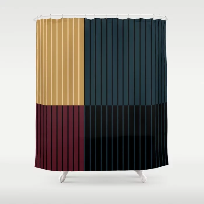 Simple Colorful Line Pattern Bathroom Curtain, Home Decoration, Waterproof Bathtub, Creative Personality Shower Curtain