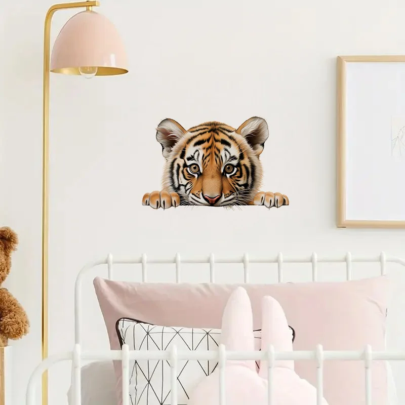 90984# Cute Little Tiger Toilet Stickers Bright Wall Home Cabinet Door Decoration Vinyl Car Decals Outdoor Indoor Use