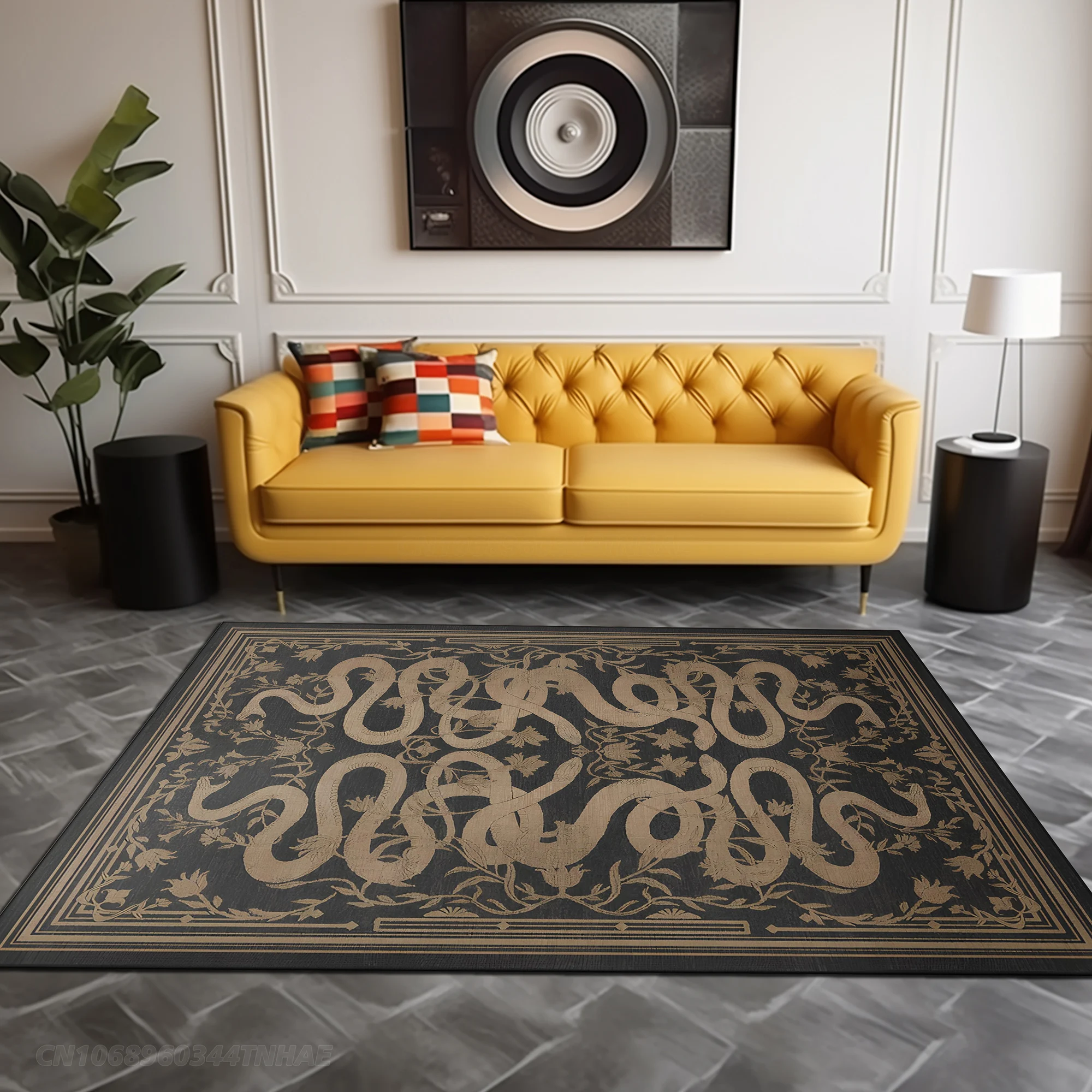 French Retro Style Creative Snake Living Room Carpet Floral Pattern Kitchen Corridor Bedroom Rug Home Decor Easy Care Sofa Rugs 4