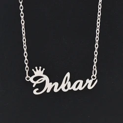 Stainless Steel Cutting Custom Name Necklace Crown Font Personalized Fashion Electroplating Nameplate Jewelry Girlfriend Mother