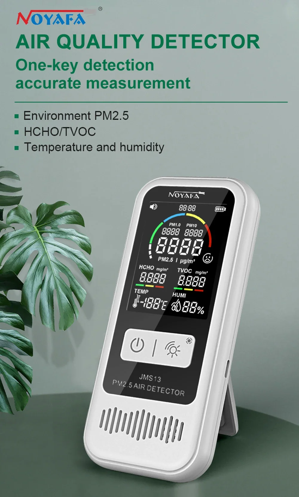 Noyafa Jms13 6 In 1 Multifunctional Air Detector HCHO CO2 PM2.5 PM1.0 Humidity M
