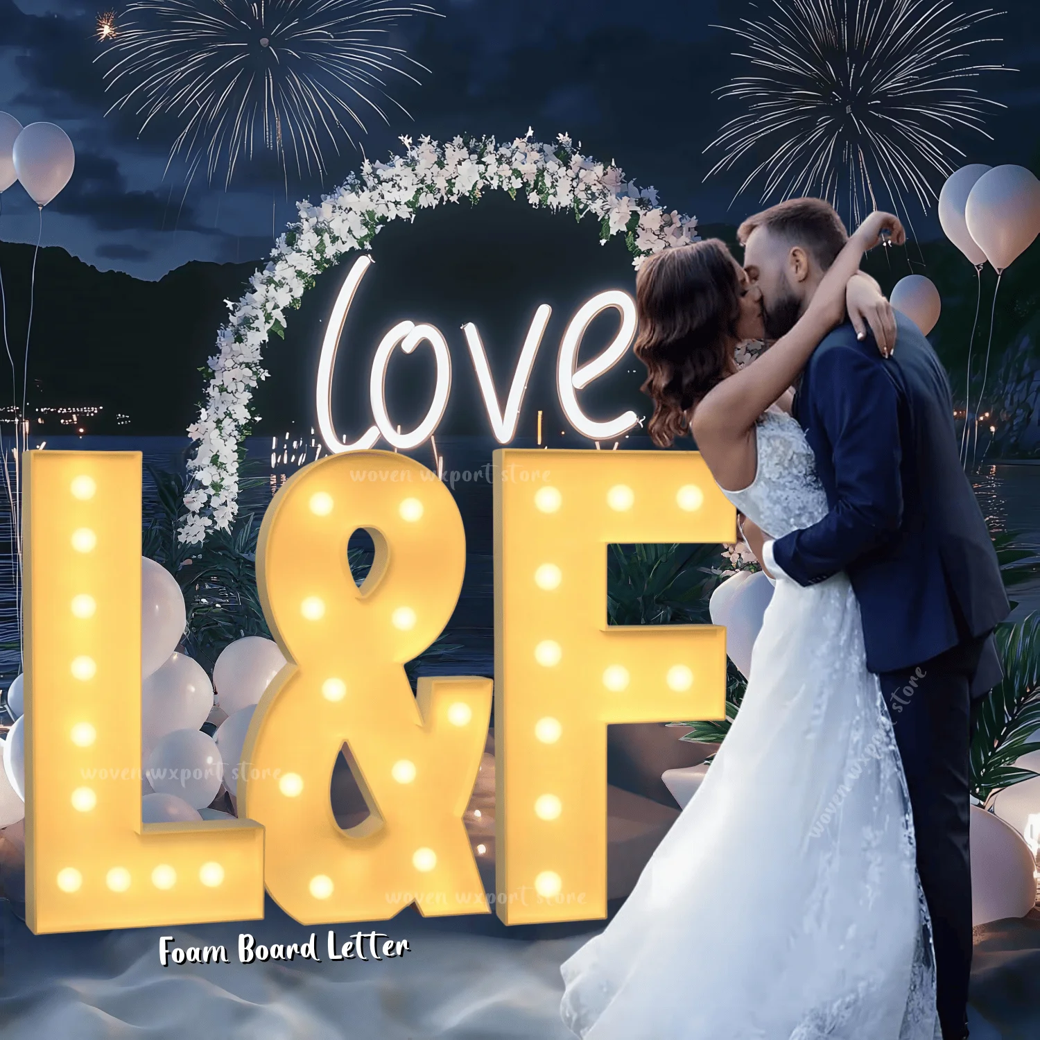 Lettre Lumineuse A Géante 1,2 M – Pour Chapiteau – Kit Avec 12 Guirlandes LED à Piles – Déco Anniversaire, Mariage, Baby Shower