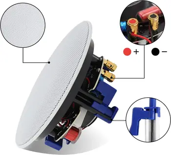 Herdio 2PCS 4'' 160W Way Flush Mount Amplifier Bluetooth Ceiling Speakers Great For Humid Indoor Outdoor Placement Bath Kitchen 2