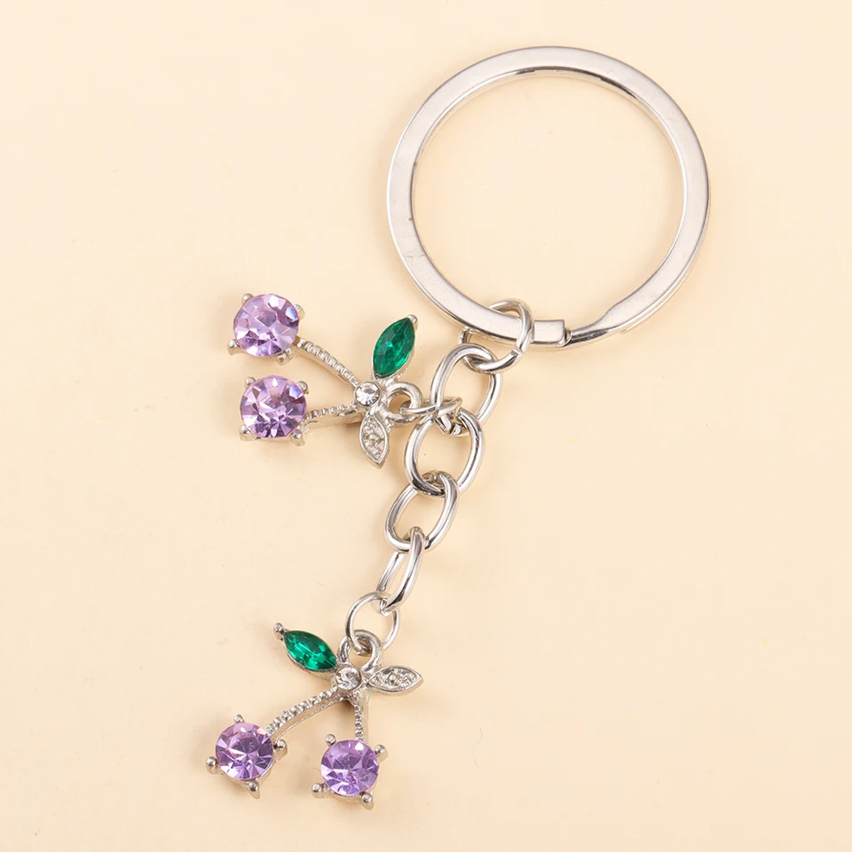 Fcnjsao Bonito Llavero De Cerezas De Cristal Práctico Con Dije Para Bolso Escolar, Colgante Decorativo Para Bolso, Mochila, Bolso De Pared, Rosso, Type A
