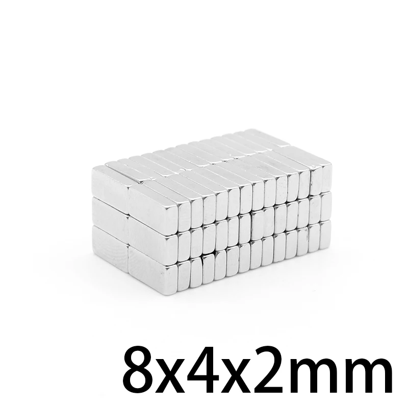 

20/50/100/200/500PCS 8X4X2 Quadrate Strong Powerful Magnets N35 Permanent Neodymium Magnet 8x4x2mm Small Block Magnet 8*4*2 mm