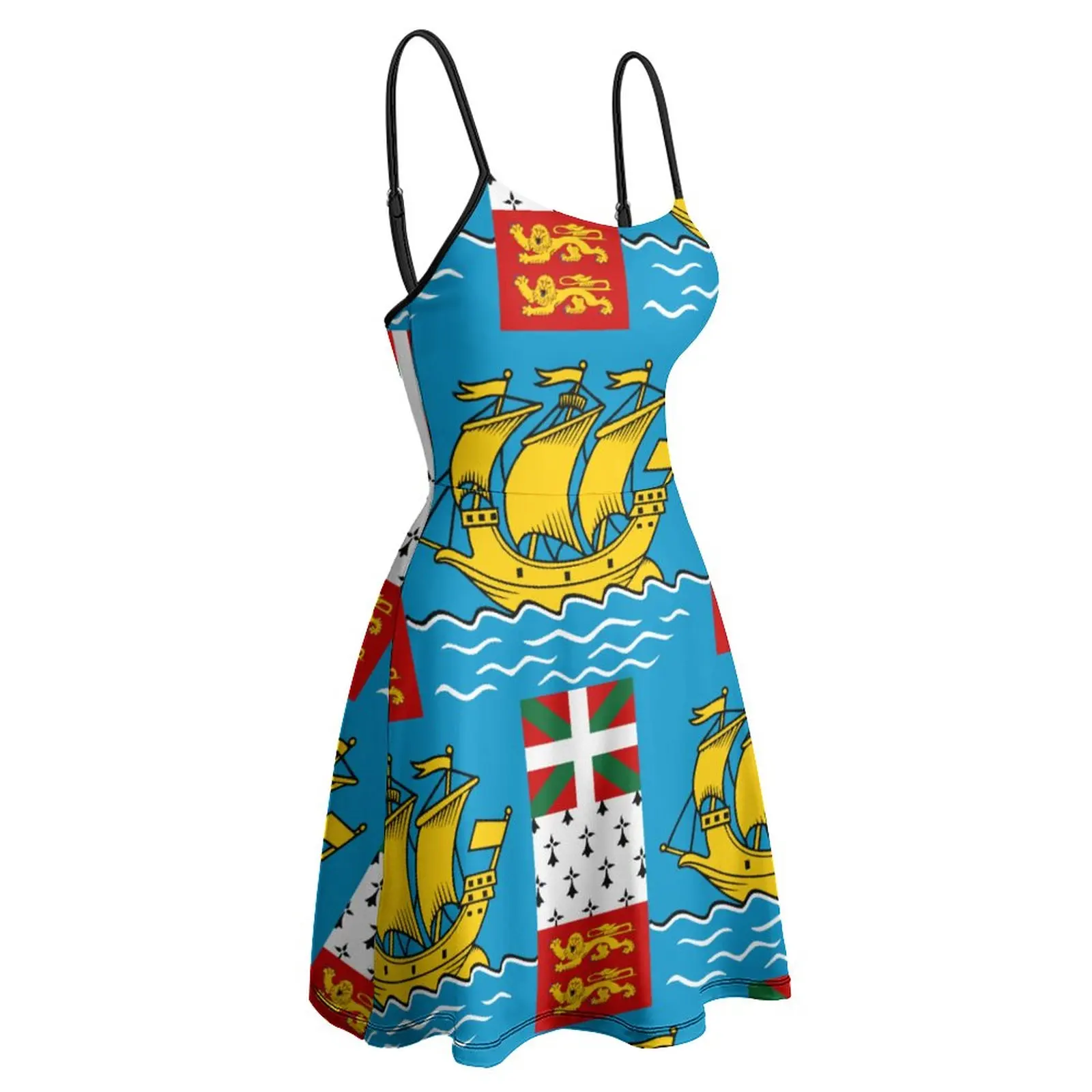 

Exotic Flag of Saint Pierre And Miquelon Women's Sling Dress Humor Graphic Parties Woman's Clothing Dresses Top Quality
