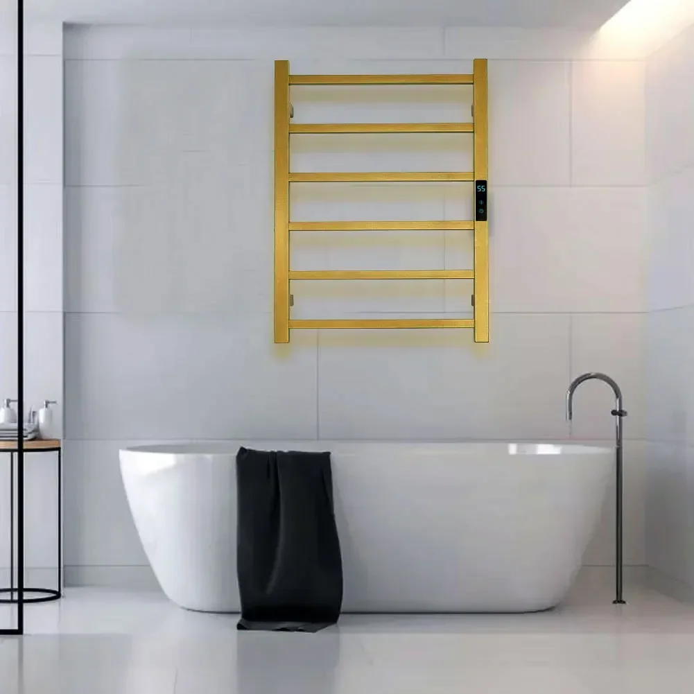 intelligent electric towel rack bathroom touch screen timed heating towel rack gold carbon fiber drying
