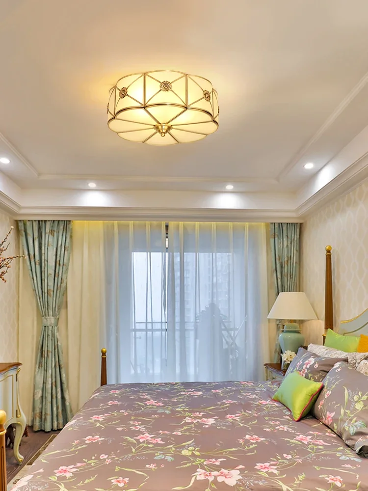 

Простой потолочный светильник из чистой меди, лампа в европейском стиле для спальни, коридора, столовой