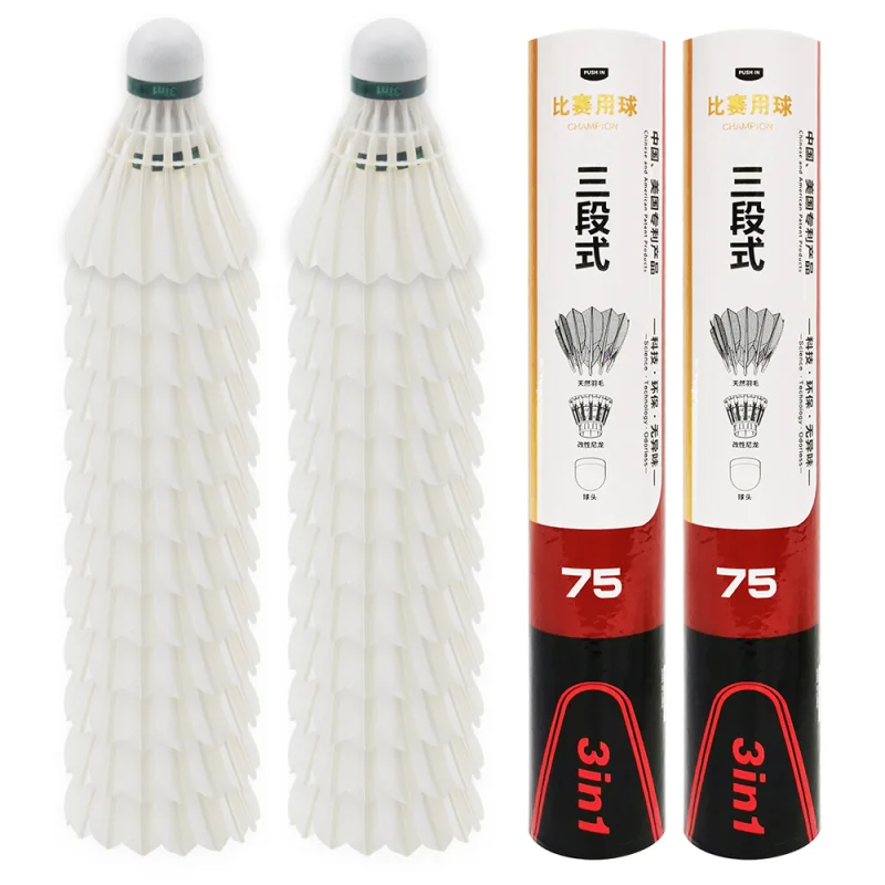 3in1 Fiber Cork Duck Feather Badminton Shuttlecock Birdies D75 Hybrid Shuttlecock