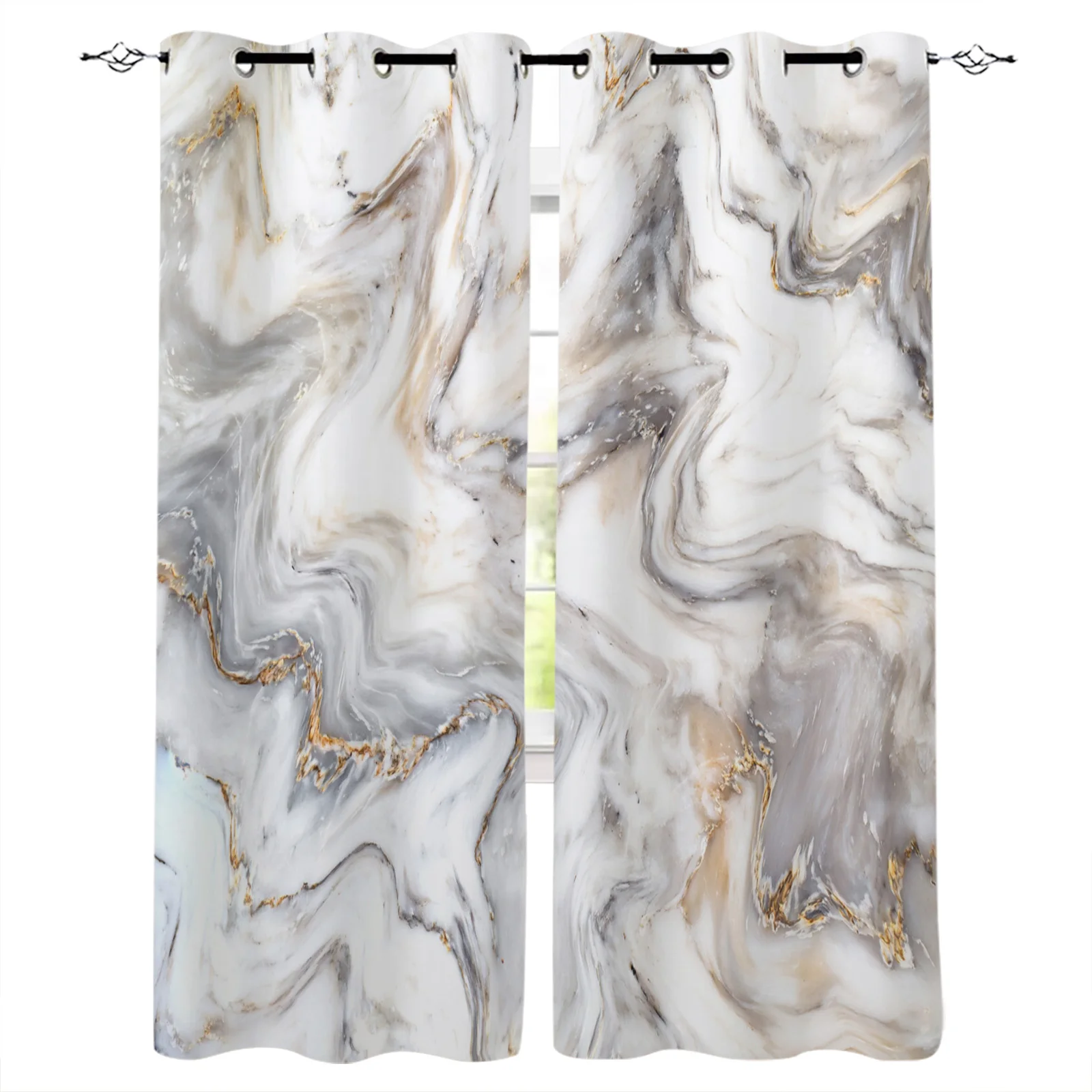 

Abstract Marble Texture Blackout Curtains Window Curtains for Bedroom Living Room Decor Window Treatments