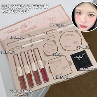 Makeup Gift Box Butterfly Bow Heart Limited Lipstick Powder Blush Eyeshadow Makeup Gift Box Set and Necklace Gifts for Women 1