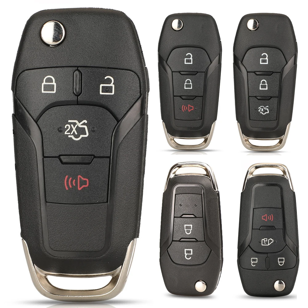 Jingyuqin 10 Pz 2/3/4Btn Flip Guscio Chiave Auto Pieghevole Per Ford Focus Fusion Mk2 Mk7 F-150 Explorer Ranger Uncut Blank Hu101 Blade