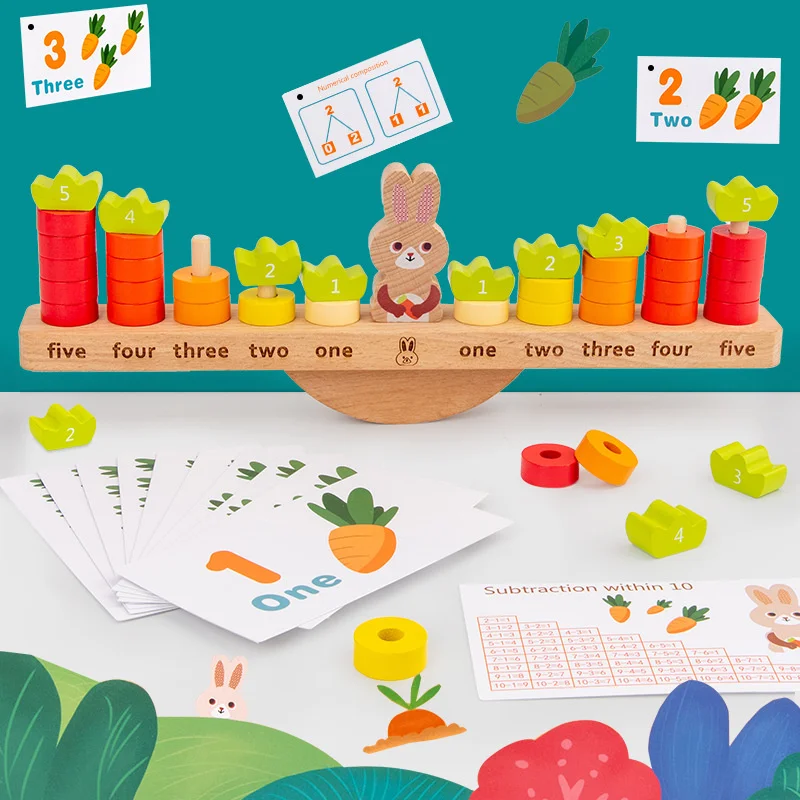 

Baby Montessori Arithmetic Ability Wooden Pullze Board Early Educational Graphic Cognitive Shape Matching Desktop Game Toys Gift
