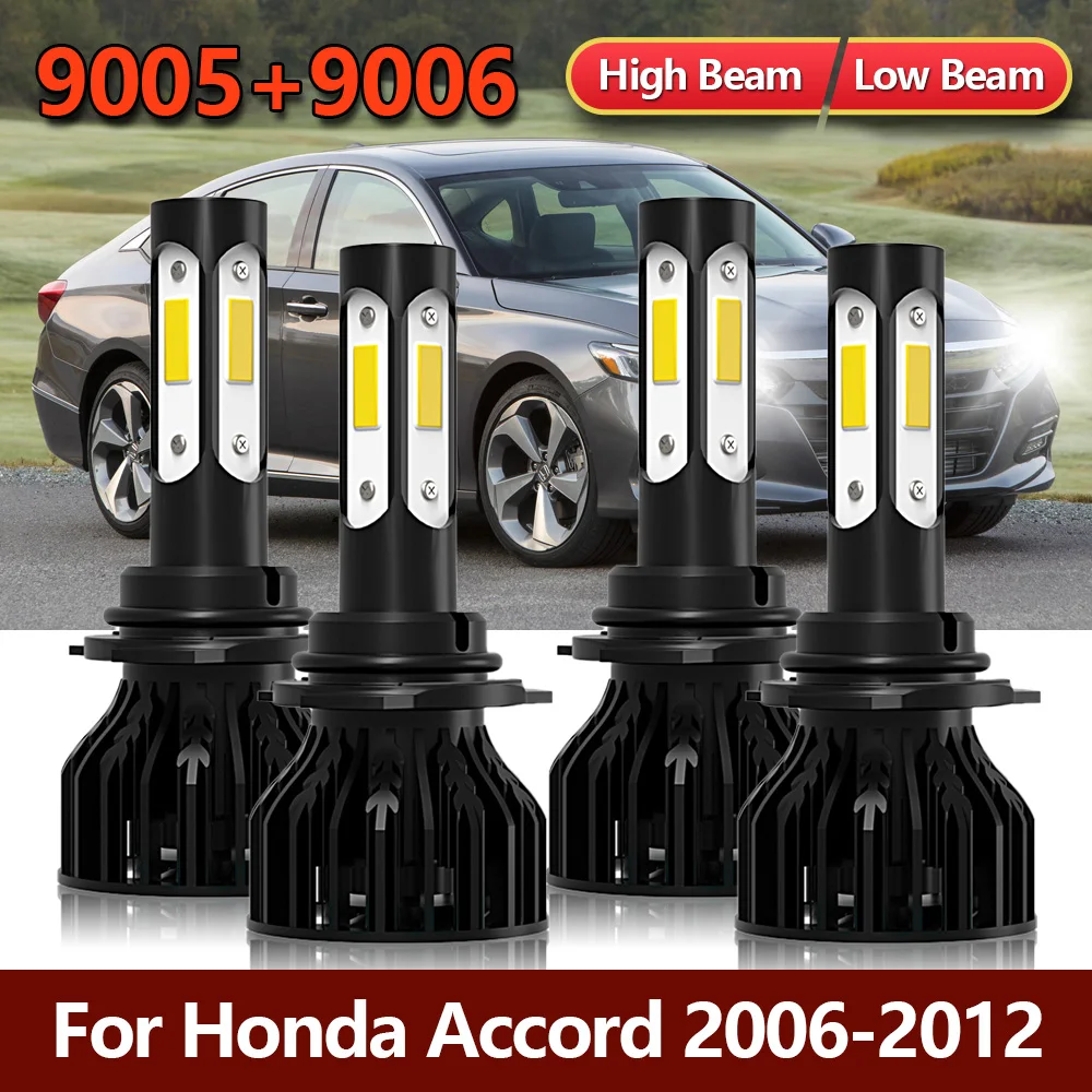 

360° LED Headlights Turbo 6000K Kit 12000LM Bright Lamps 90W Auto Luces 12V For Honda Accord 2006 2007 2008 2009 2010 2011 2012